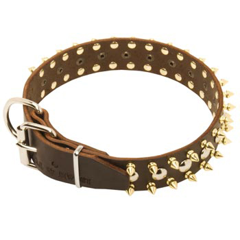 Leather American Bulldog Collar with Rust-proof Decoration
