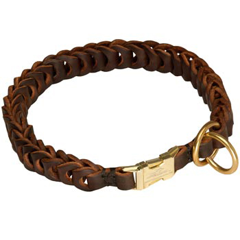 American Bulldog Leather Collar Braided Design
