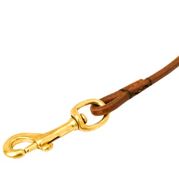 American Bulldog Round Leather Leash with Massive Snap Hook
