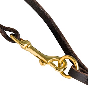 Leather American Bulldog Leash with Brass Hardware for Dog Control