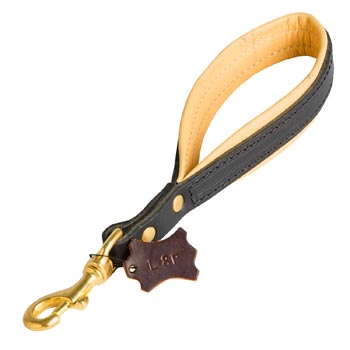 Padded on the Handle Leather American Bulldog Leash with Brass Snap Hook