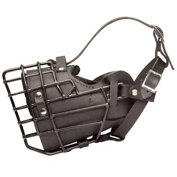 Leather BREED-NANE Muzzle Padded Metal Basket
